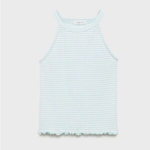 NWT MANGO KIDS - Striped strap T-shirt aqua green - 11-12 years - Kids